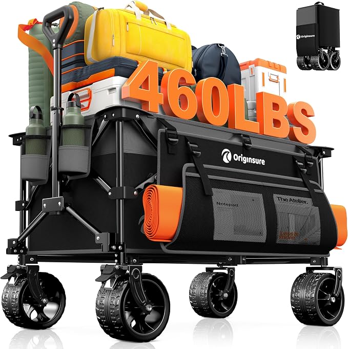 220L Collapsible Wagon Cart Foldable, 460lbs Load Capacity Heavy Duty Folding by Unknown