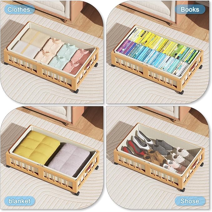 efluky 2-Pack Bamboo Under Bed Storage Containers - Image 6