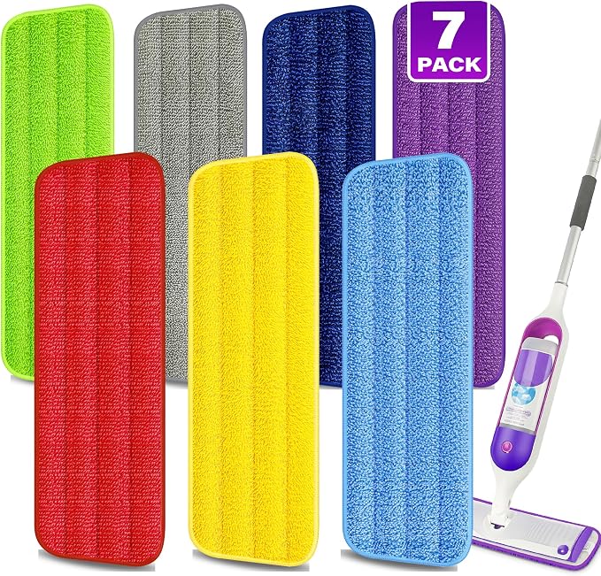 7 Count Reusable Microfiber Mop Pads by MEXERRIS