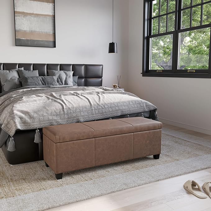 BELLEZE Storage Faux Leather Ottoman, 47 Inch Bench Bedroom Bench - Image 8