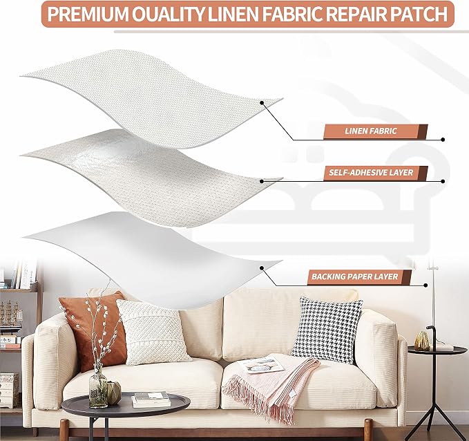 KING MOUNTAIN Fine Linen Repair Patches, Self-Adhesive Linen Fabric Patches - Image 3
