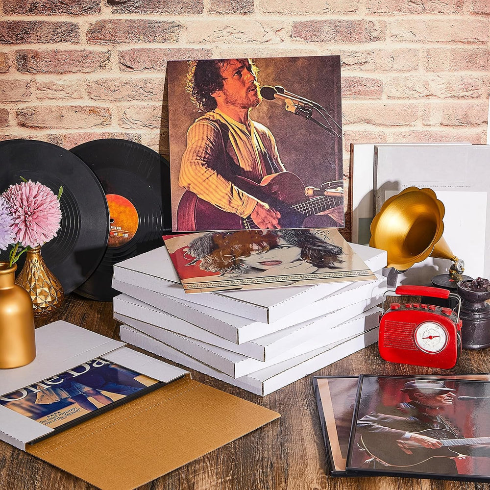 Tinlade 50 Pack Vinyl Record Shipping Boxes 12.5" x 12.5" x 1"...