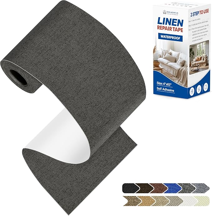 KING MOUNTAIN Linen Repair Patches, Self-Adhesive Fabric Patches, 4 X 63 inch by ForABetterHomeLife
