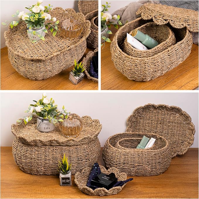 KOLWOVEN Set of 3 Wicker Storage Baskets - Image 7