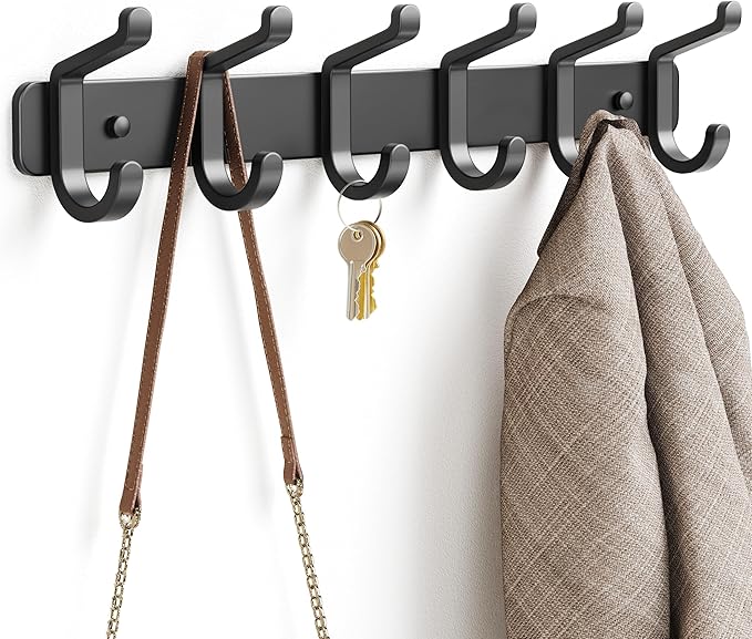 Coat Rack Wall Mounted Heavy-Duty: Metal Coat Hanger 6 Hooks by pickpiff