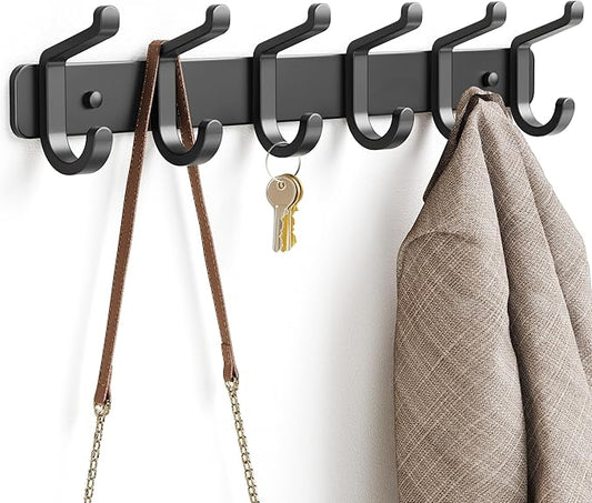 Coat Rack Wall Mounted Heavy-Duty: Metal Coat Hanger 6 Hooks by pickpiff