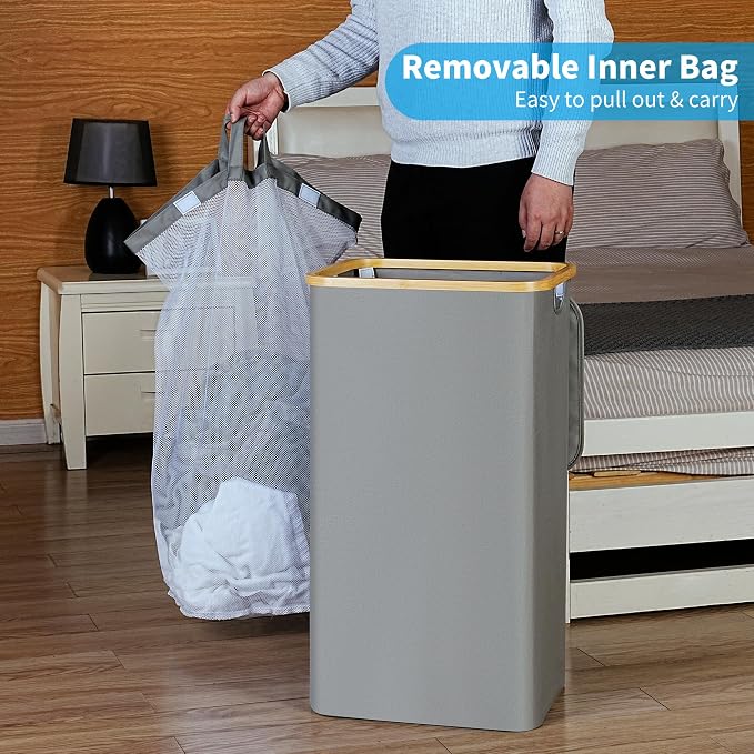 efluky Laundry Basket with Lid and Removable Bag, 100L Tall Laundry Hamper with - Image 6