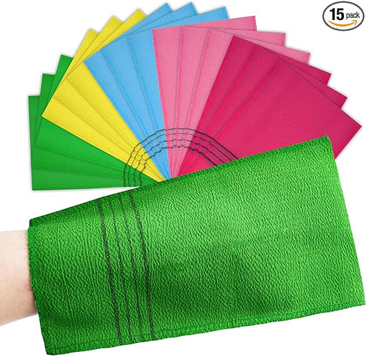 15 Pcs Korean Exfoliating Mitt, 9*5.5 in Gentle Exfoliating Korean Scrub Mitt by TaShow