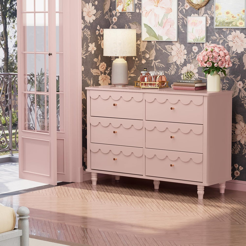 Anbuy Scalloped Dresser for Bedroom Girls Organizer Storage with Drawers, Pin...