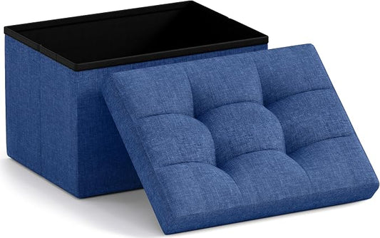 Ornavo Home Small Storage Ottoman Foldable Collapsible Rectangle Linen Ottoman by OrnavoHome
