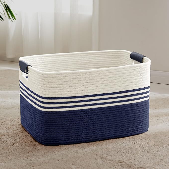 72L Large Laundry Basket with Leather Handles by ELEVATEDELEGANCETIMELESSSTYLE