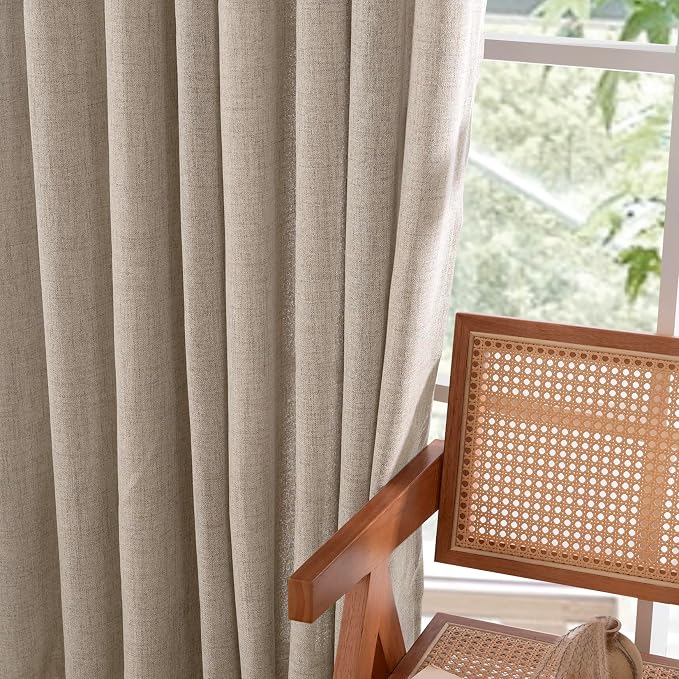 YoungsTex Dark Oatmeal Linen Semi Sheer Curtains 2 Panels - Image 7