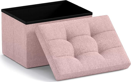 Ornavo Home Small Storage Ottoman Foldable Collapsible Rectangle Linen Ottoman by OrnavoHome