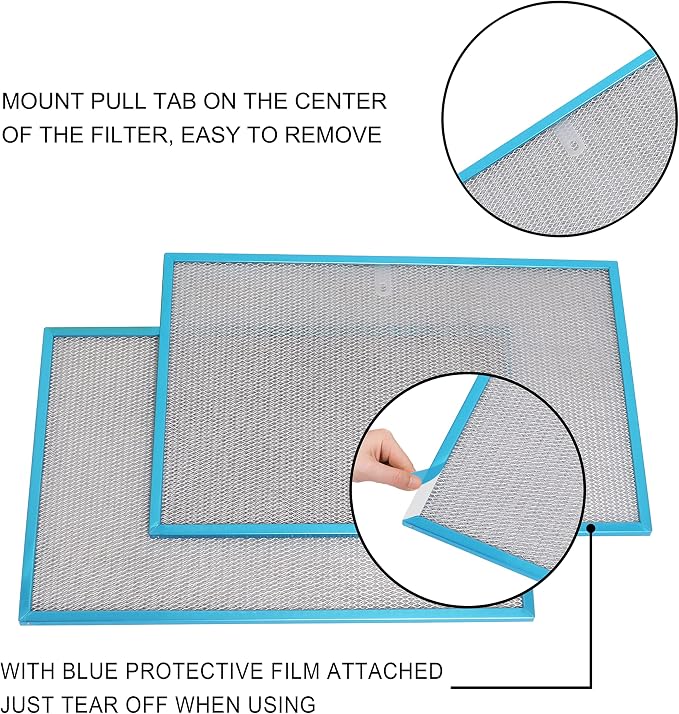 Wadoy BPS1FA36 Range Hood Filter 11-3/4" X 17-1/4" X 3/8", 2 Pack Aluminum Mesh - Image 3