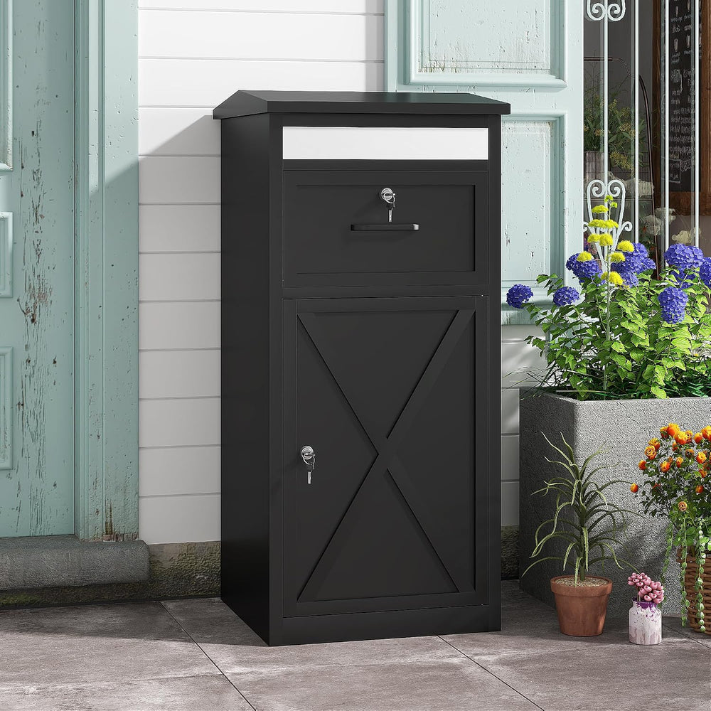 Package Delivery Boxes for Outside with Lock, Black