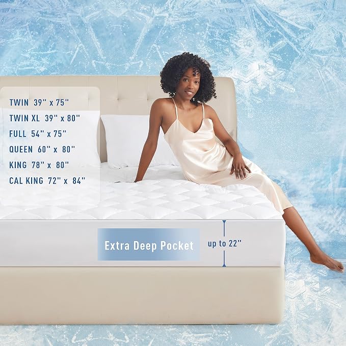 Sunflower Full Chill Soft Cooling Mattress Pad, Full Size, Waterproof, Deep - Image 5