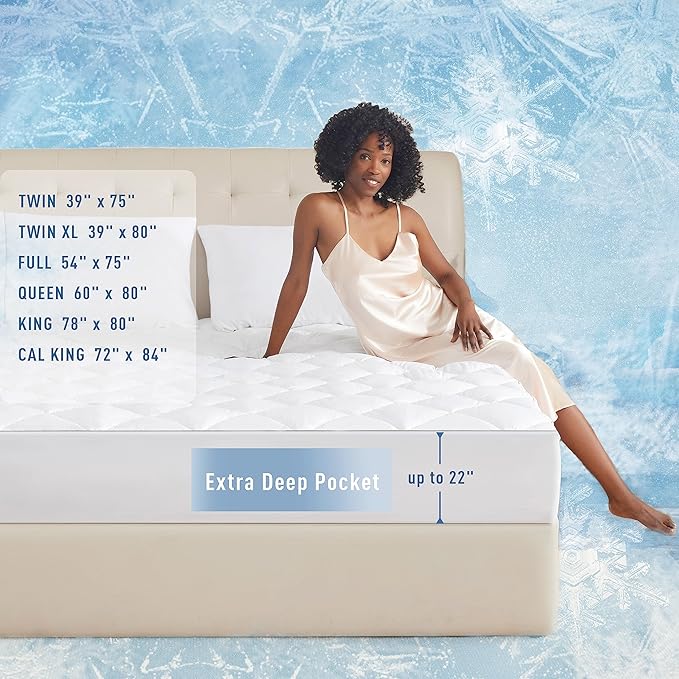 Sunflower Cooling Quilted Mattress Protector, Mattress Pad King Chill Soft - Image 5