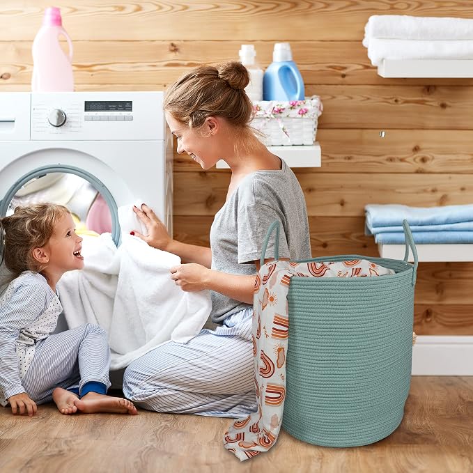 Cotton Rope Laundry Basket Hamper - Image 4