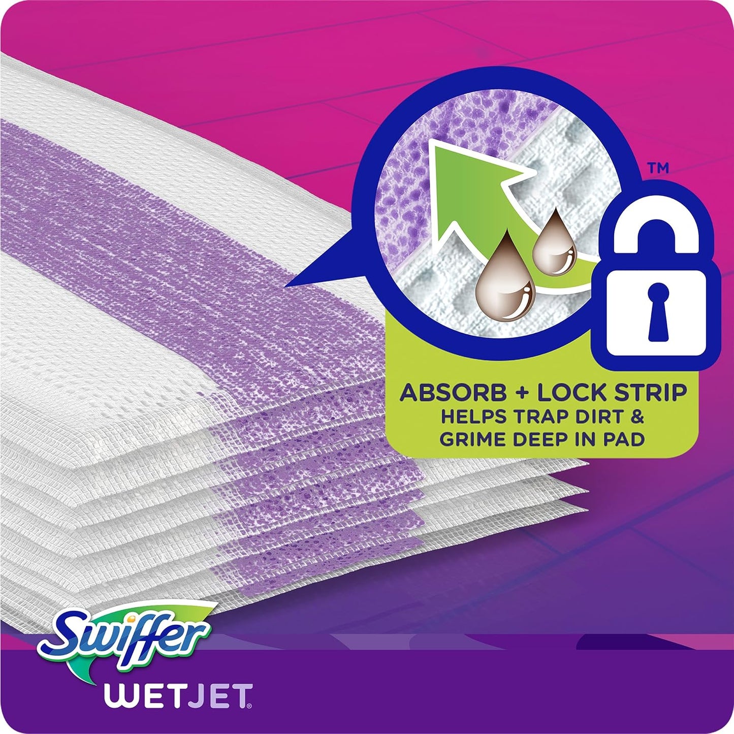 Swiffer Wet Jet Mop Cleaning Pads Refill, Floor Cleaner for Mopping Wood, Laminate, Tile in Home, Bathroom, Kitchen, All Purpose Multi-Surface Spray Mop Pad for Floor Cleaning, 24ct