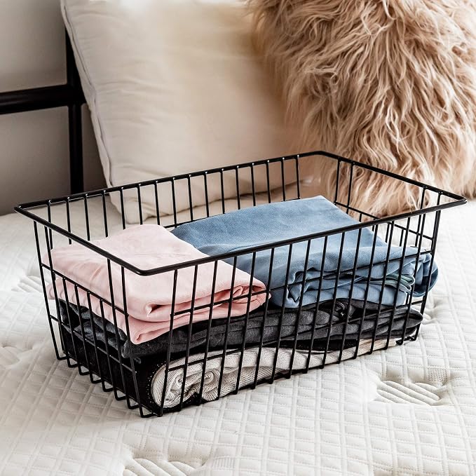 SANNO Freezer Baskets Wire Storage Baskets Closet Baskets Bin Farmhouse - Image 5
