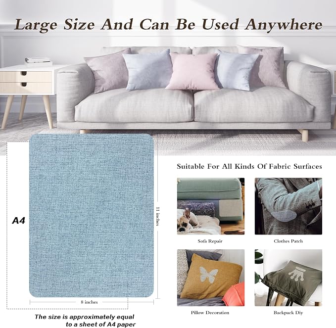 Fine Linen Fabric Patches, Self-Adhesive, 8x11 inch Extra Size, - Image 4