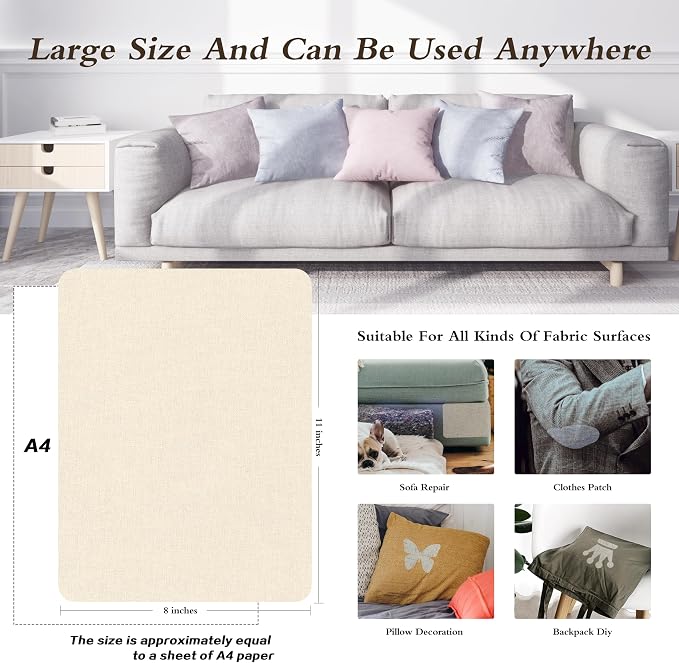 KING MOUNTAIN Fine Linen Fabric Patches, Self-Adhesive, 8x11 inch, - Image 4