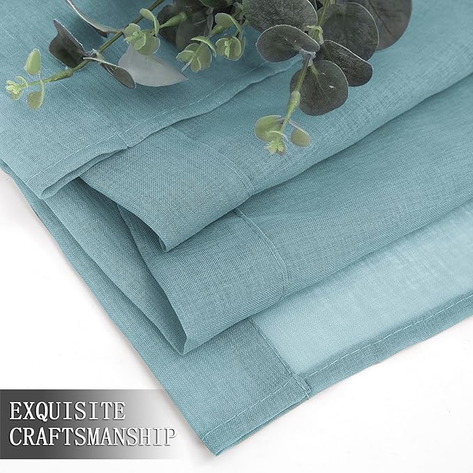 Tollpiz Sheer Curtain Linen Textured Living Room Curtains Sheer Light Filtering - Image 7