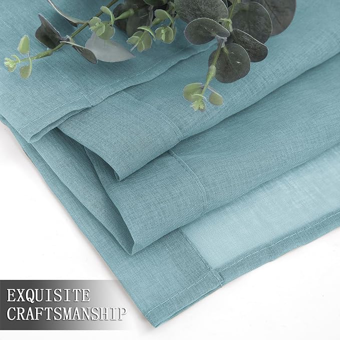 Tollpiz Short Sheer Curtain Living Room Linen Textured Curtains Sheer Light - Image 7