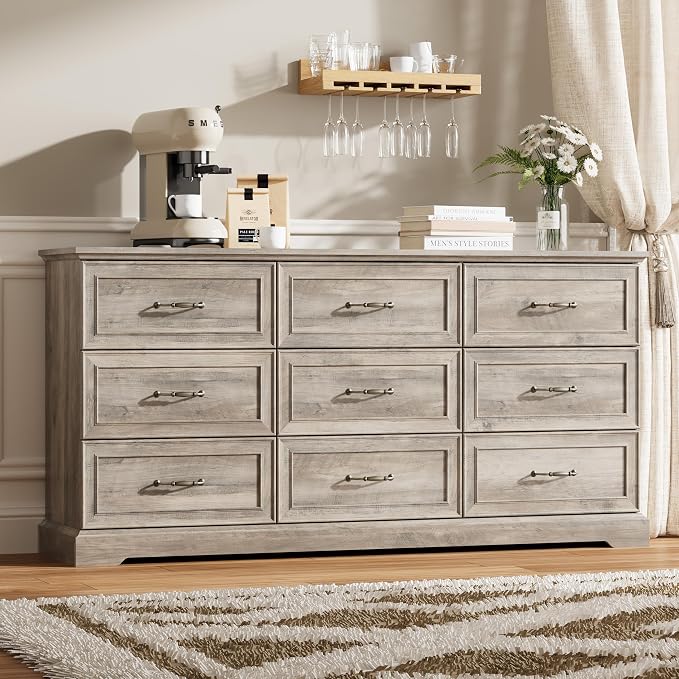 9 Drawer Dresser for Bedroom, Rustic Farmhouse Dresser by Thacuok