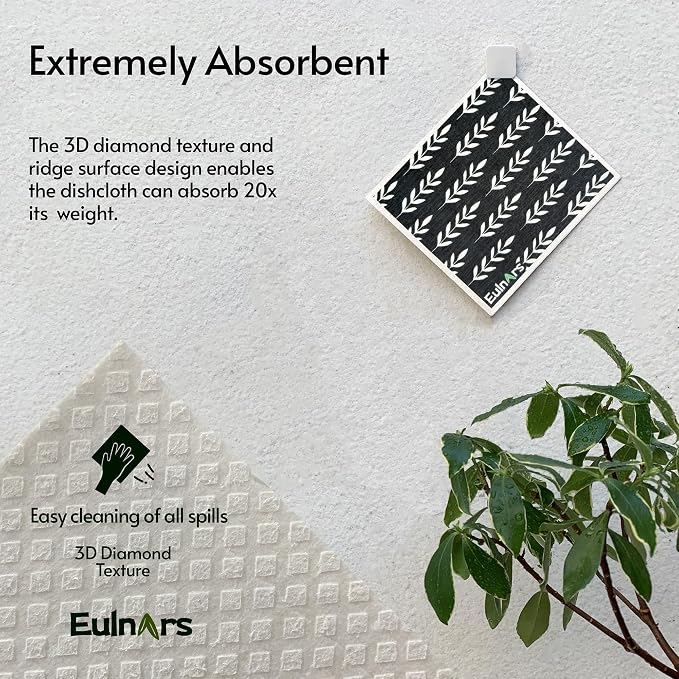 Swedish Dishcloths for Kitchen, 8 Pack Flower Reusable Paper Towels Washable - Image 6