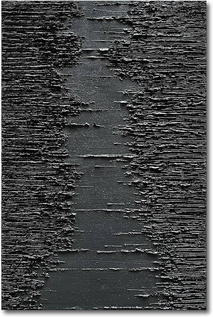 NANKAI Art Hand-Painted Thick Texture Black Minimalist Oil Painting 45x30 Inchs by NANKAIOilPaintingArt