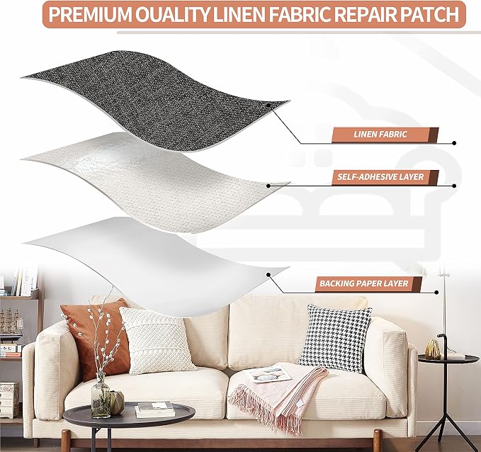KING MOUNTAIN Fine Linen Repair Patches, Self-Adhesive Linen Fabric Patches - Image 3