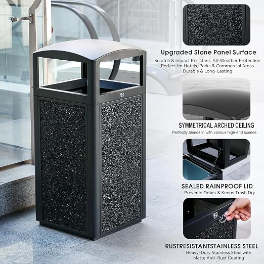 Commercial Metal Outdoor Trash Can - Image 3