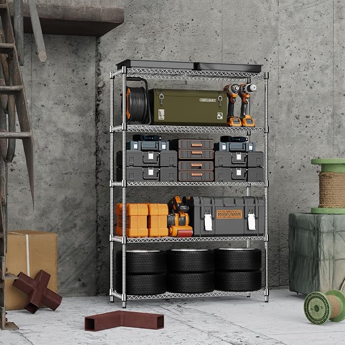 MZG 1750 lbs 5 Tier Storage Rack Metal Wire Shelving Unit, Storage Standing - Image 7