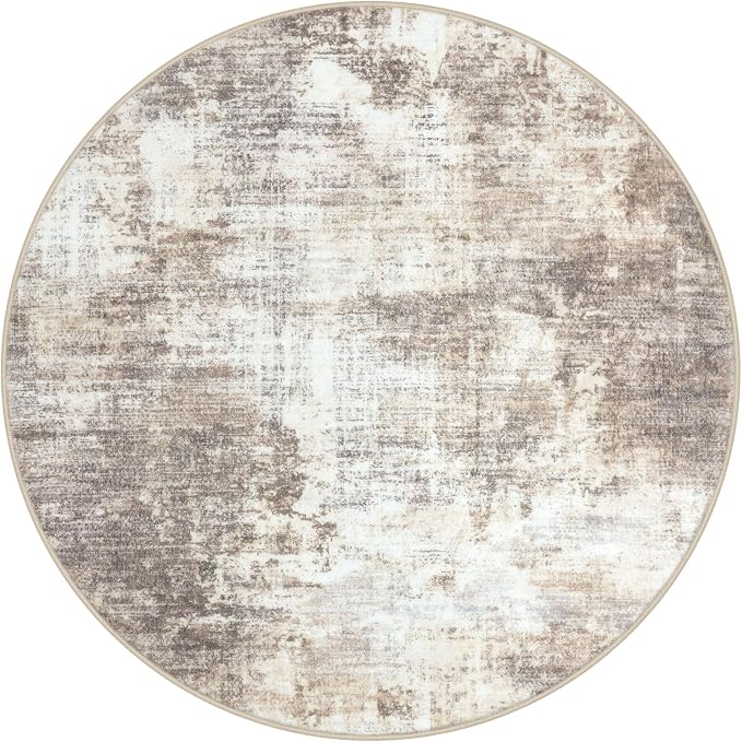 IOHOUZE Abstract Round Area Rug 6 Ft Washable Circle Rugs Large Round Rug Non - Image 9