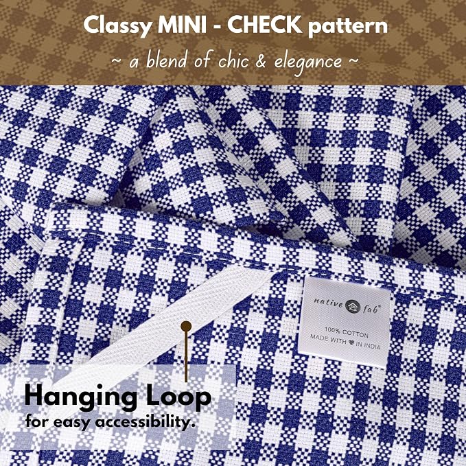 Native Fab 6 Pack Gingham Mini Check Kitchen Hand Towels Set 16"x26" - Image 7