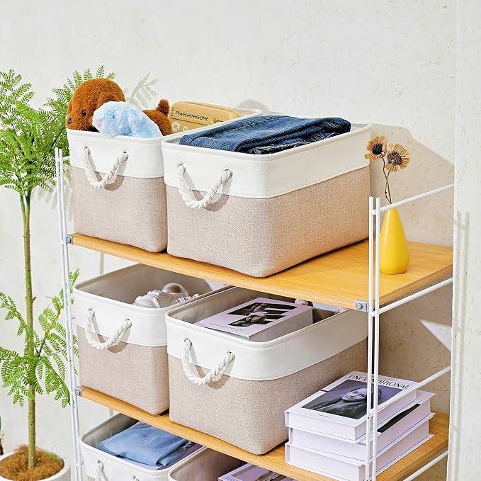 15x11x9.5 Inch Storage Baskets for Shelves, 3 Pack Storage Bins，Foldable - Image 3