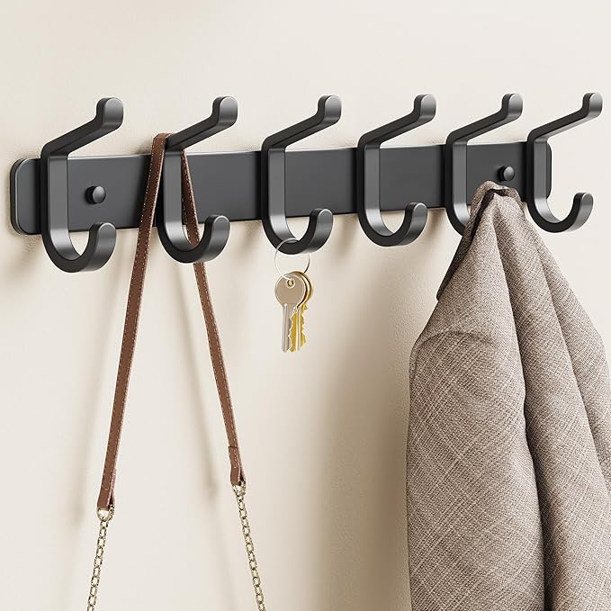 Coat Rack Wall Mounted Heavy-Duty: Metal Coat Hanger 6 Hooks - Image 9