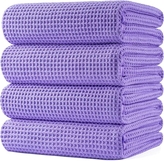 POLYTE Microfiber Oversize Quick Dry Lint Free Bath Towel, 60 x 30 in, 4 Pack by Polyte