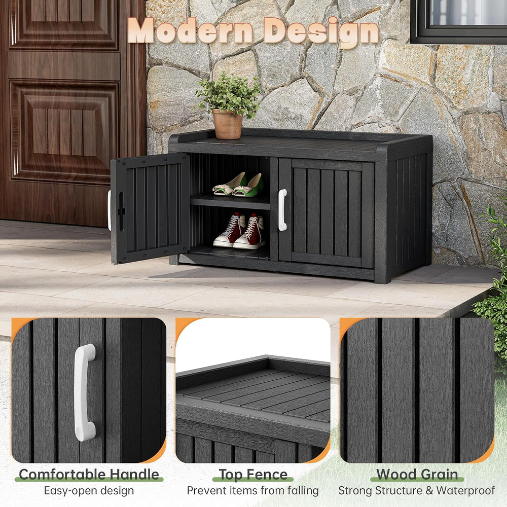 KAMABOKO Outdoor Shoe Storage Cabinet, Waterproof UV-Resistant Entryway Stora...
