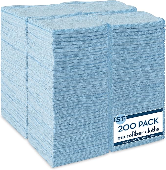 S&T INC. 200 Pack Microfiber Cleaning Cloth, Bulk Towels by STINC