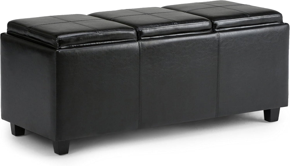 SIMPLIHOME Avalon 42 inch Wide Contemporary Rectangle Storage Ottoman in
