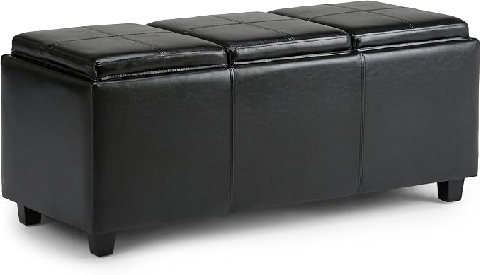 SIMPLIHOME Avalon 42 inch Wide Contemporary Rectangle Storage Ottoman in by SimpliHome