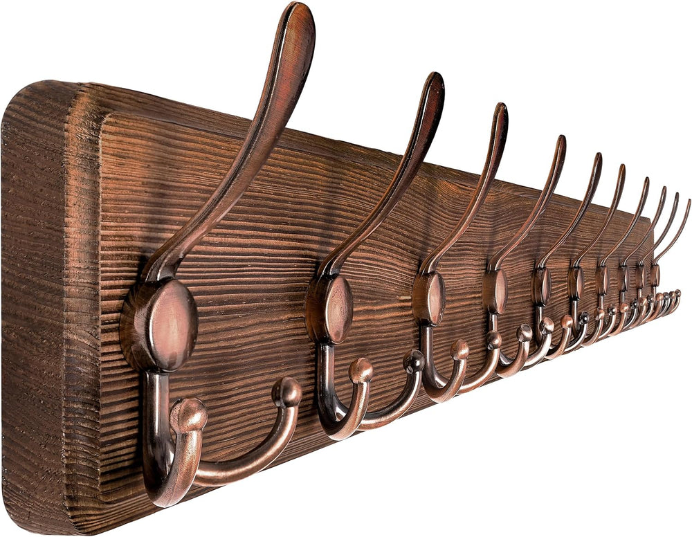 SKOLOO Coat Rack Wall Mounted - 38.6" Long, Wooden, Heavy Duty, Rustic C...