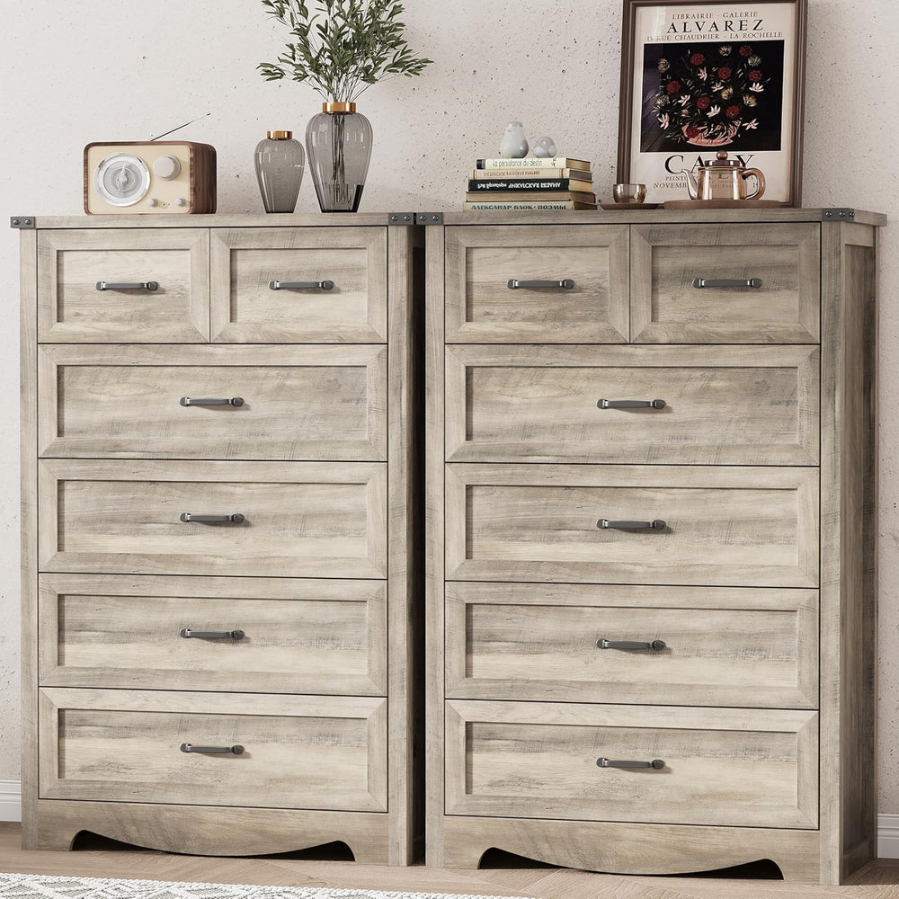 Dresser for Bedroom with 6 Drawers, 49" Tall Wood Chest of Drawers with ...