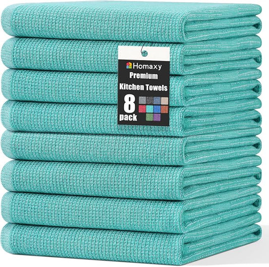Homaxy Premium Kitchen Towels, Large Cotton Kitchen Hand Towels, Flat and Terry by Homaxy