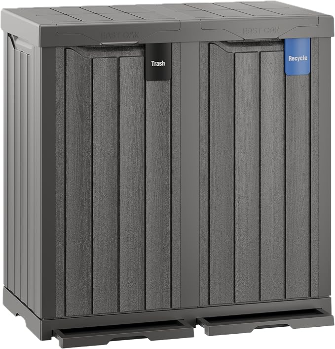EAST OAK 62 Gallon Outdoor Trash Can | Waterproof Resin Garbage Can by EASTOAK