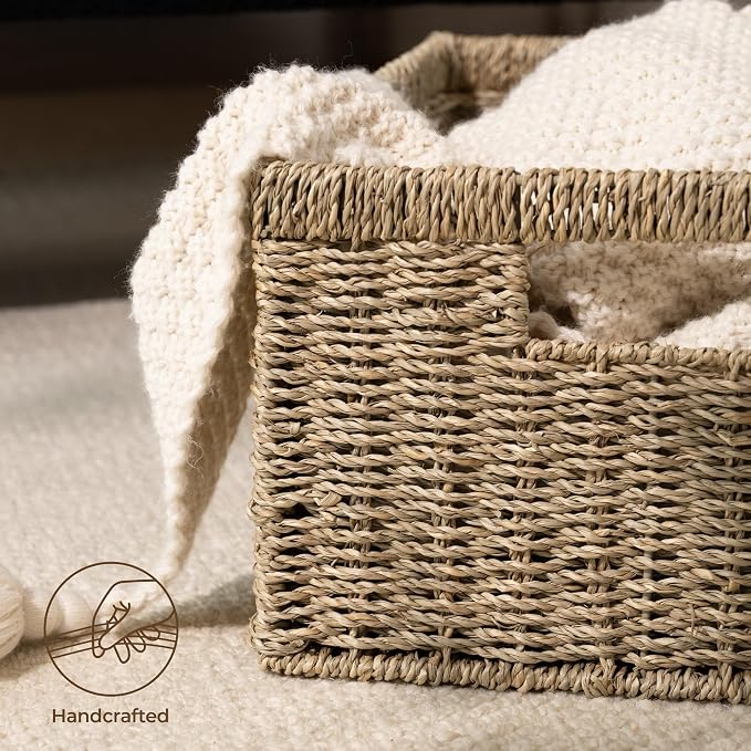 StorageWorks Wicker Storage Baskets, Large and Small Baskets, Handwoven - Image 4
