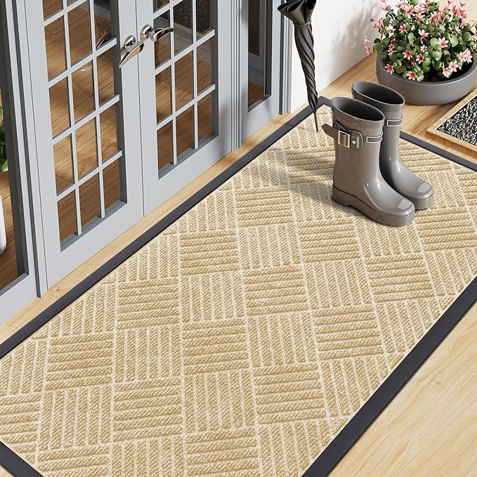 Smiry Front Door Mat Outside Entrance, Heavy Duty Outdoor Indoor Natural Rubber by Smiry