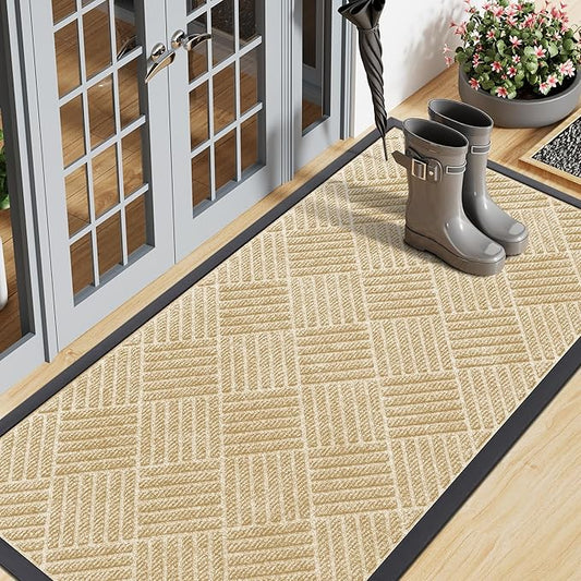 Smiry Front Door Mat Outside Entrance, Heavy Duty Outdoor Indoor Natural Rubber by Smiry